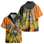 Wests Tigers Kid Hawaiian Shirt Golden Wattle Floral Polynesian - Australian Flower - Rugby Mascot