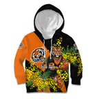 Wests Tigers Kid Hoodie Golden Wattle Floral Polynesian - Australian Flower - Rugby Mascot