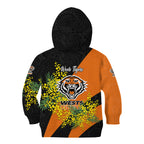 Wests Tigers Kid Hoodie Golden Wattle Floral Polynesian - Australian Flower - Rugby Mascot