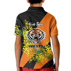 Wests Tigers Kid Polo Shirt Golden Wattle Floral Polynesian - Australian Flower - Rugby Mascot