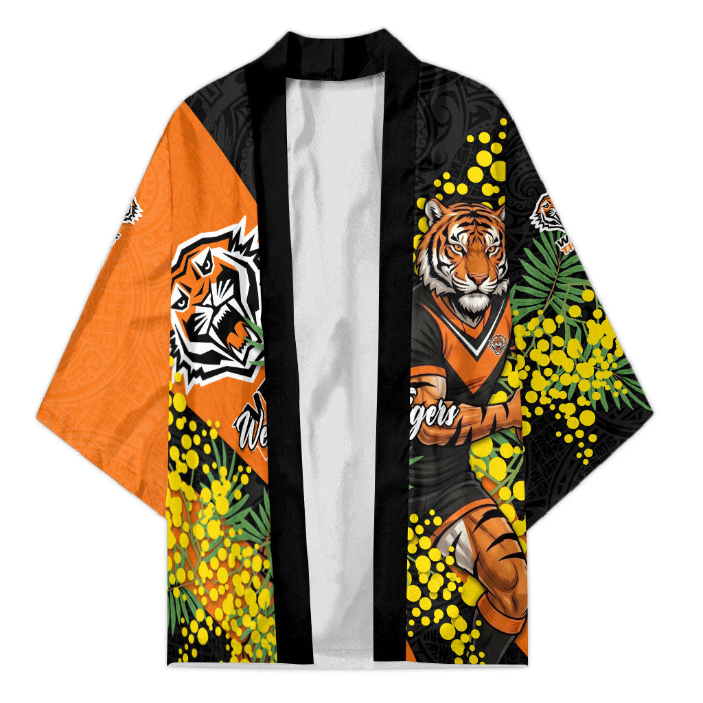 Wests Tigers Kimono Golden Wattle Floral Polynesian - Australian Flower - Rugby Mascot