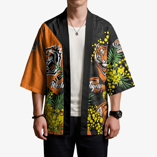 Wests Tigers Kimono Golden Wattle Floral Polynesian - Australian Flower - Rugby Mascot