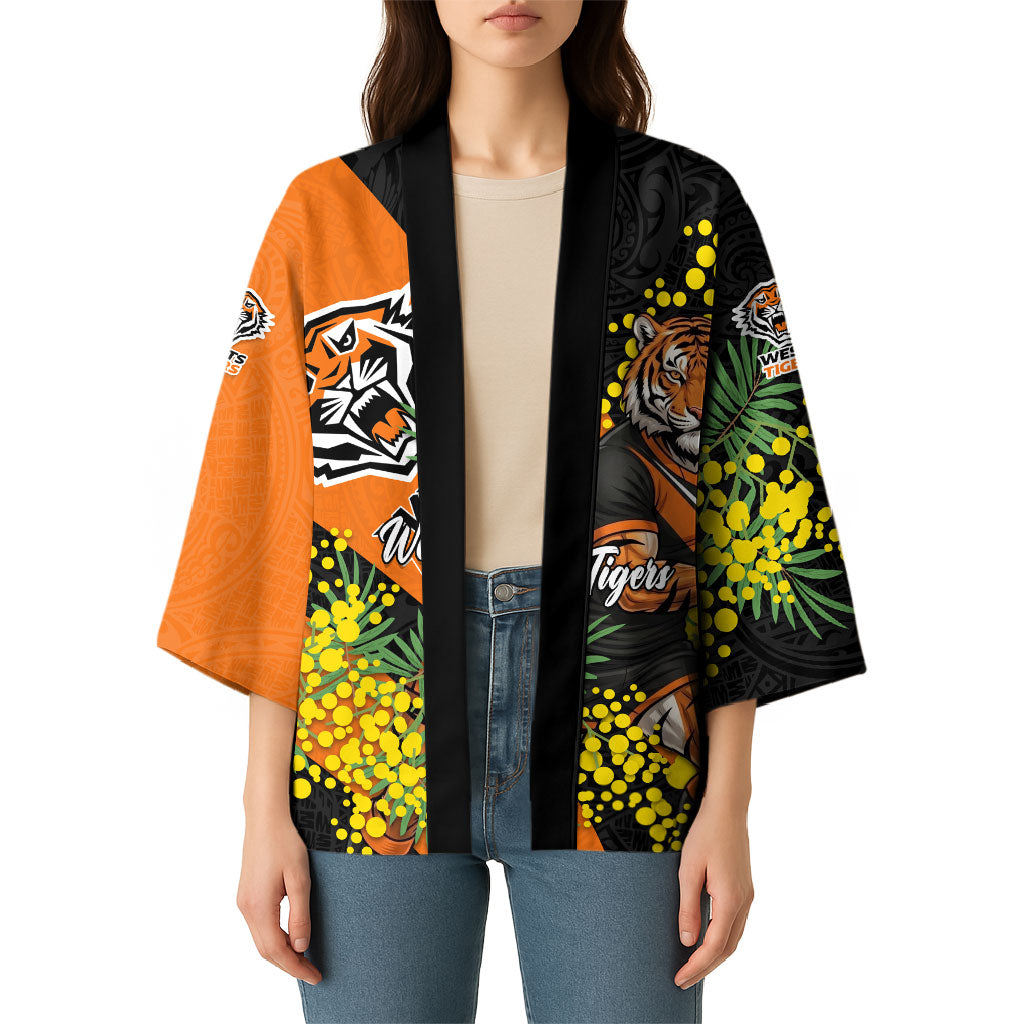 Wests Tigers Kimono Golden Wattle Floral Polynesian - Australian Flower - Rugby Mascot