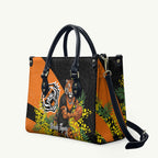 Wests Tigers Leather Bag Golden Wattle Floral Polynesian - Australian Flower - Rugby Mascot