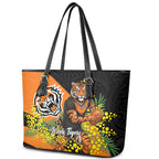 Wests Tigers Leather Tote Bag Golden Wattle Floral Polynesian - Australian Flower - Rugby Mascot