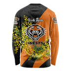 Wests Tigers Long Sleeve Shirt Golden Wattle Floral Polynesian - Australian Flower - Rugby Mascot