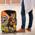 Wests Tigers Luggage Cover Golden Wattle Floral Polynesian - Australian Flower - Rugby Mascot