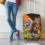 Wests Tigers Luggage Cover Golden Wattle Floral Polynesian - Australian Flower - Rugby Mascot