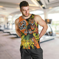 Wests Tigers Men Tank Top Golden Wattle Floral Polynesian - Australian Flower - Rugby Mascot