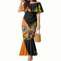 Wests Tigers Mermaid Dress Golden Wattle Floral Polynesian - Australian Flower - Rugby Mascot
