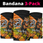 Wests Tigers Neck Gaiter Golden Wattle Floral Polynesian - Australian Flower - Rugby Mascot