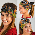 Wests Tigers Neck Gaiter Golden Wattle Floral Polynesian - Australian Flower - Rugby Mascot