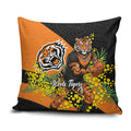 Wests Tigers Pillow Cover Golden Wattle Floral Polynesian - Australian Flower - Rugby Mascot