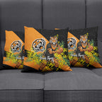 Wests Tigers Pillow Cover Golden Wattle Floral Polynesian - Australian Flower - Rugby Mascot