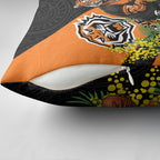 Wests Tigers Pillow Cover Golden Wattle Floral Polynesian - Australian Flower - Rugby Mascot
