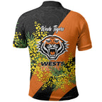 Wests Tigers Polo Shirt Golden Wattle Floral Polynesian - Australian Flower - Rugby Mascot
