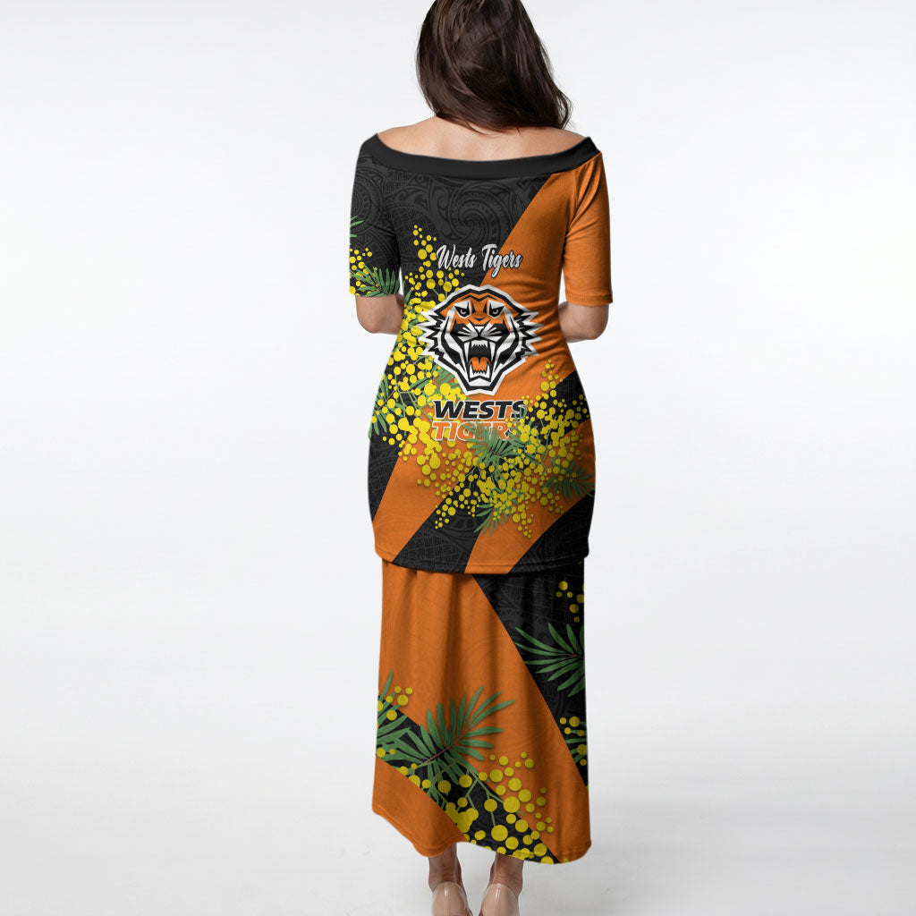 Wests Tigers Puletasi Golden Wattle Floral Polynesian - Australian Flower - Rugby Mascot