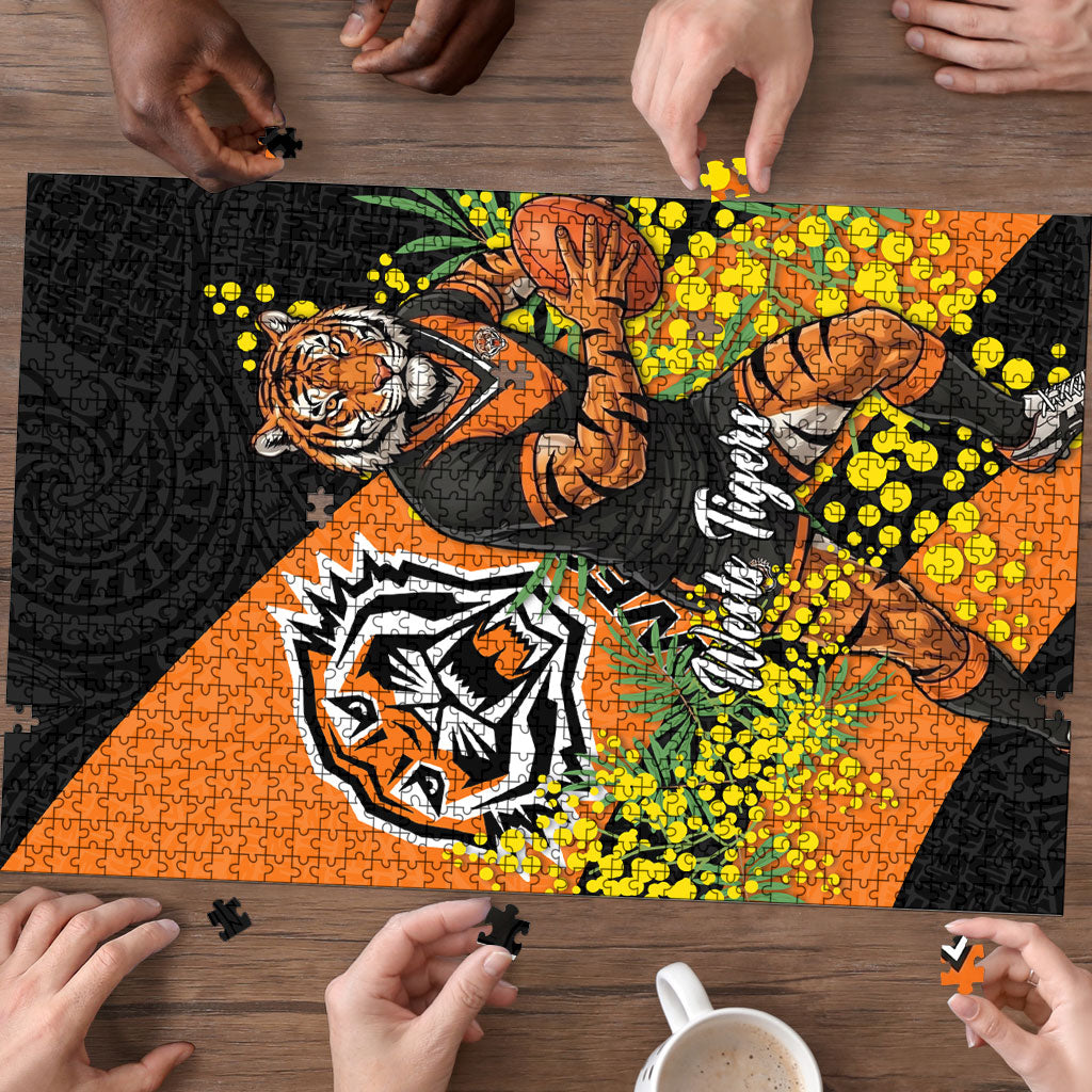 Wests Tigers Puzzle Golden Wattle Floral Polynesian - Australian Flower - Rugby Mascot