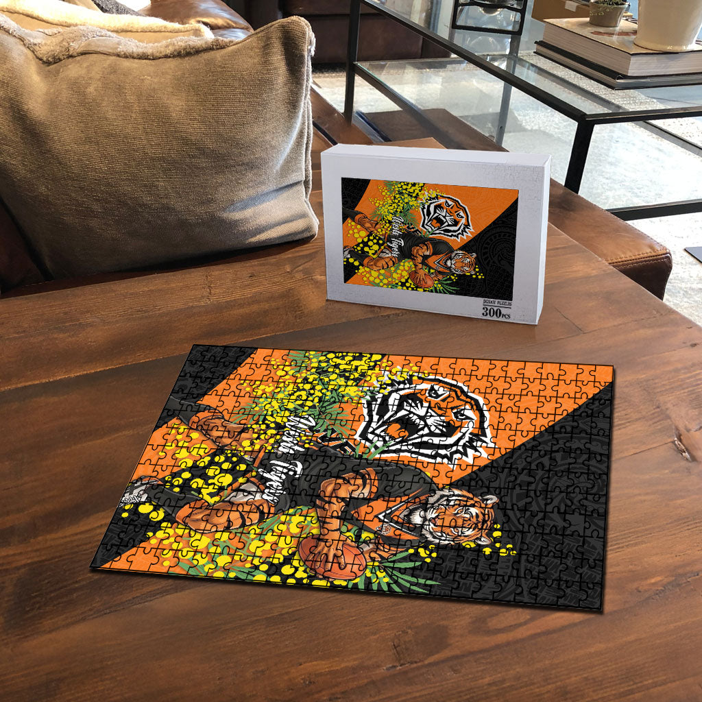 Wests Tigers Puzzle Golden Wattle Floral Polynesian - Australian Flower - Rugby Mascot