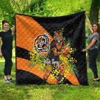 Wests Tigers Quilt Golden Wattle Floral Polynesian - Australian Flower - Rugby Mascot