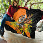 Wests Tigers Quilt Golden Wattle Floral Polynesian - Australian Flower - Rugby Mascot