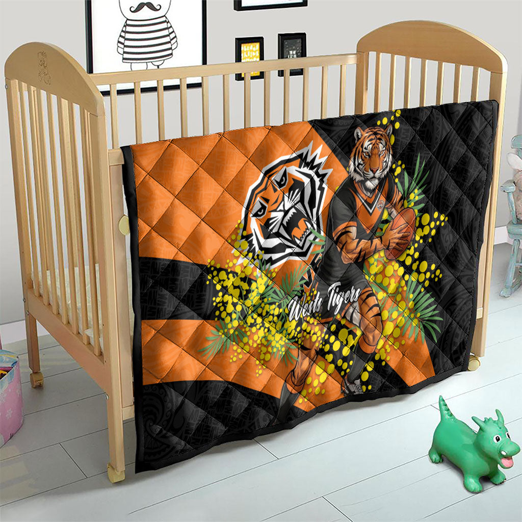 Wests Tigers Quilt Golden Wattle Floral Polynesian - Australian Flower - Rugby Mascot