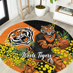 Wests Tigers Round Carpet Golden Wattle Floral Polynesian - Australian Flower - Rugby Mascot