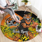 Wests Tigers Round Carpet Golden Wattle Floral Polynesian - Australian Flower - Rugby Mascot
