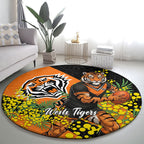 Wests Tigers Round Carpet Golden Wattle Floral Polynesian - Australian Flower - Rugby Mascot
