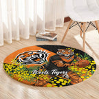 Wests Tigers Round Carpet Golden Wattle Floral Polynesian - Australian Flower - Rugby Mascot