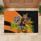 Wests Tigers Rubber Doormat Golden Wattle Floral Polynesian - Australian Flower - Rugby Mascot
