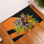 Wests Tigers Rubber Doormat Golden Wattle Floral Polynesian - Australian Flower - Rugby Mascot