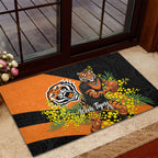 Wests Tigers Rubber Doormat Golden Wattle Floral Polynesian - Australian Flower - Rugby Mascot