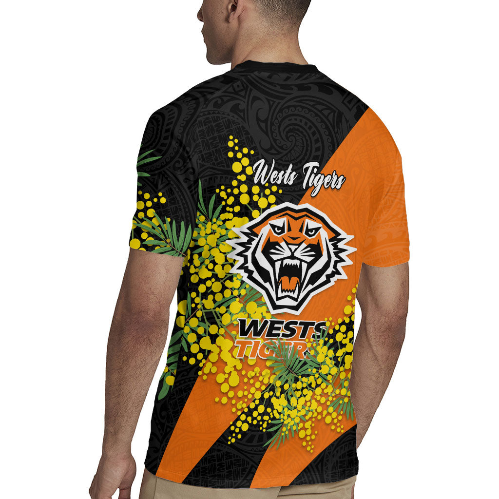 Wests Tigers Rugby Jersey Golden Wattle Floral Polynesian - Australian Flower - Rugby Mascot