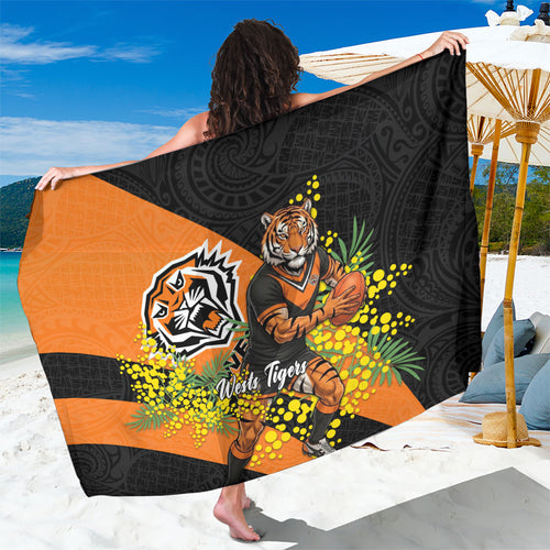 Wests Tigers Sarong Golden Wattle Floral Polynesian - Australian Flower - Rugby Mascot
