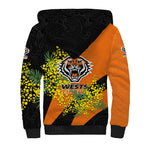Wests Tigers Sherpa Hoodie Golden Wattle Floral Polynesian - Australian Flower - Rugby Mascot
