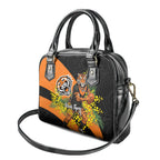 Wests Tigers Shoulder Handbag Golden Wattle Floral Polynesian - Australian Flower - Rugby Mascot