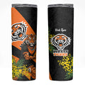 Wests Tigers Skinny Tumbler Golden Wattle Floral Polynesian - Australian Flower - Rugby Mascot