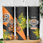 Wests Tigers Skinny Tumbler Golden Wattle Floral Polynesian - Australian Flower - Rugby Mascot