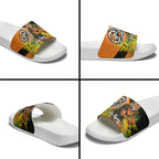 Wests Tigers Slide Sandals Golden Wattle Floral Polynesian - Australian Flower - Rugby Mascot