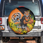 Wests Tigers Spare Tire Cover Golden Wattle Floral Polynesian - Australian Flower - Rugby Mascot