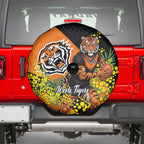 Wests Tigers Spare Tire Cover Golden Wattle Floral Polynesian - Australian Flower - Rugby Mascot