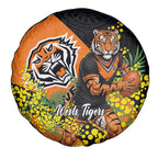Wests Tigers Spare Tire Cover Golden Wattle Floral Polynesian - Australian Flower - Rugby Mascot