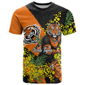 Wests Tigers T Shirt Golden Wattle Floral Polynesian - Australian Flower - Rugby Mascot