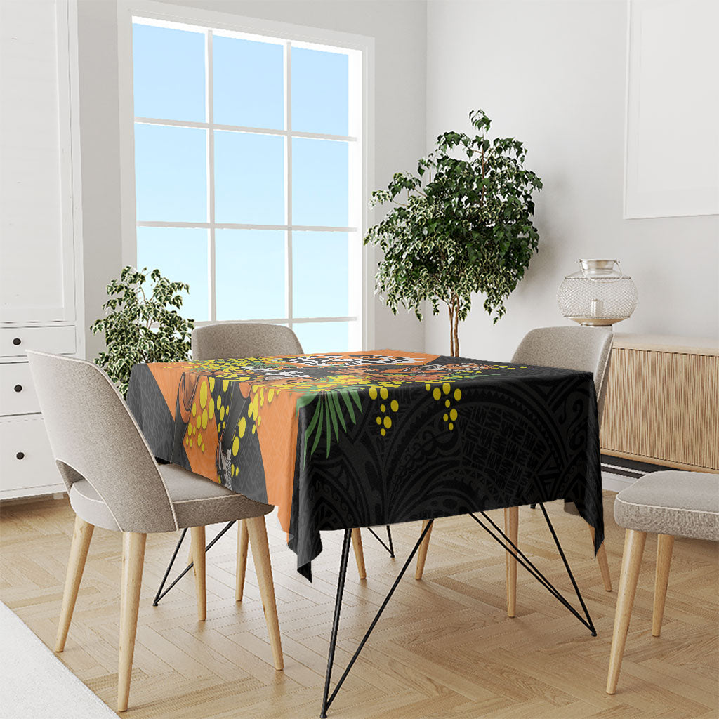 Wests Tigers Tablecloth Golden Wattle Floral Polynesian - Australian Flower - Rugby Mascot