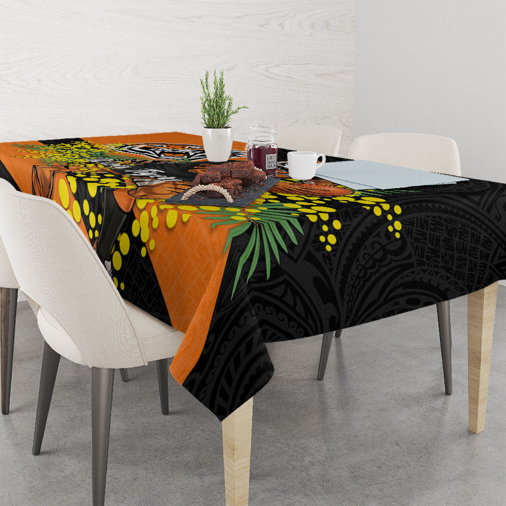 Wests Tigers Tablecloth Golden Wattle Floral Polynesian - Australian Flower - Rugby Mascot