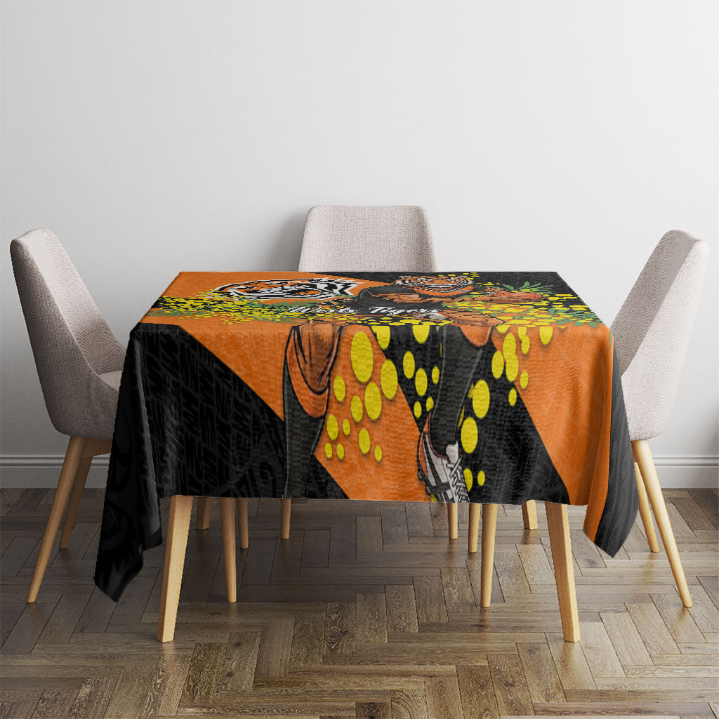 Wests Tigers Tablecloth Golden Wattle Floral Polynesian - Australian Flower - Rugby Mascot