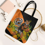 Wests Tigers Tote Bag Golden Wattle Floral Polynesian - Australian Flower - Rugby Mascot