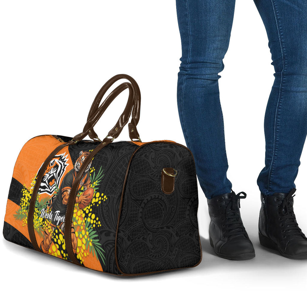 Wests Tigers Travel Bag Golden Wattle Floral Polynesian - Australian Flower - Rugby Mascot