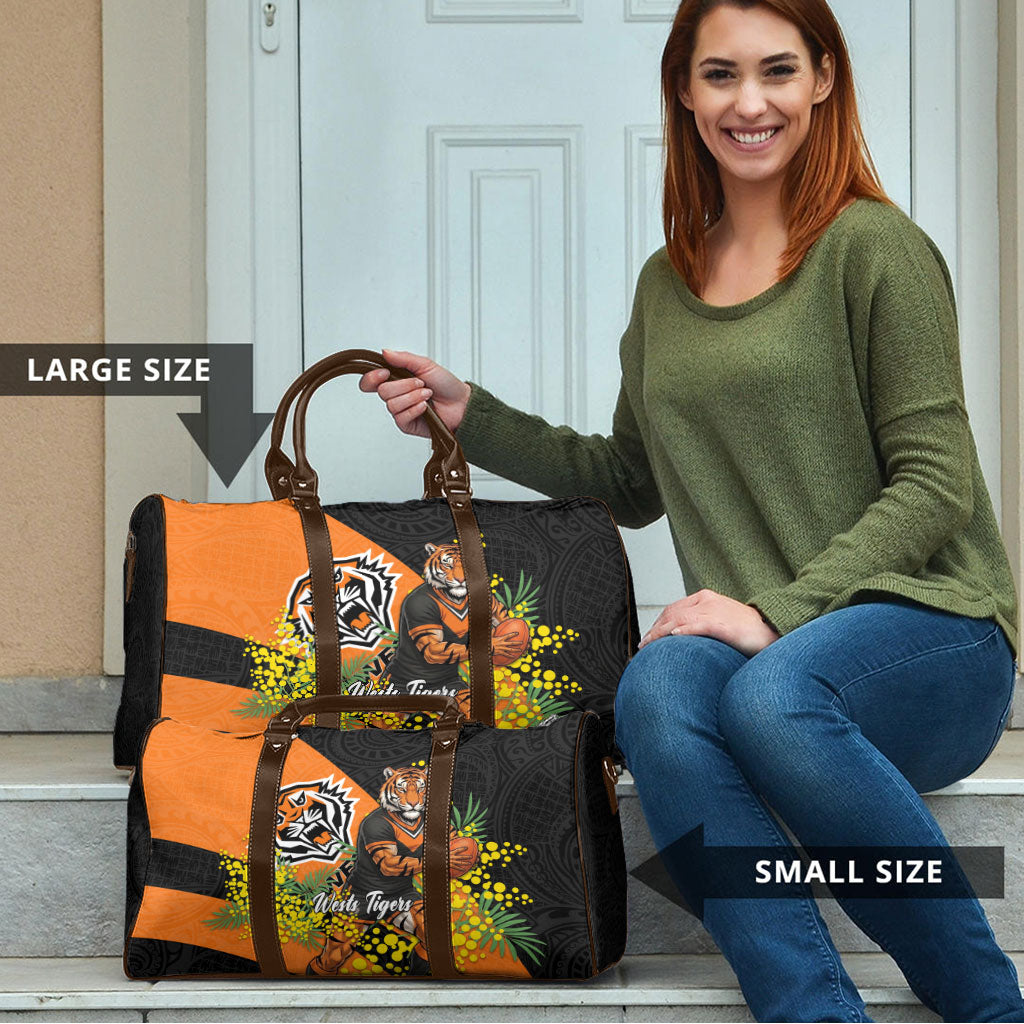 Wests Tigers Travel Bag Golden Wattle Floral Polynesian - Australian Flower - Rugby Mascot